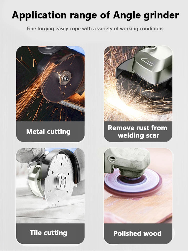 Brushless Angle Grinder For Makita 21V Battery(No Battery) 100mm/125mm Flat Head Angle Grinder Bare Machine Tool Cutting Machine