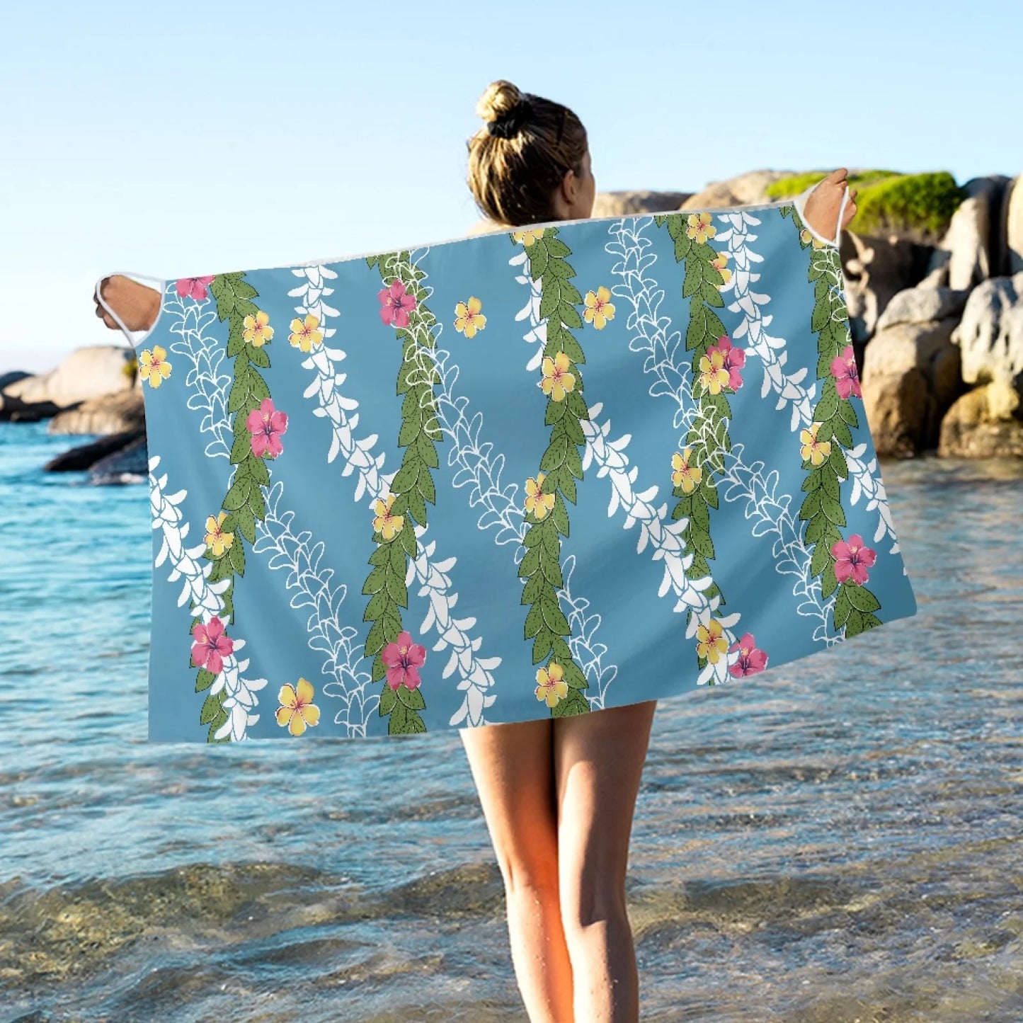 Enchanting Polynesia, Pua Kenini Artistic Scented Flowers, Prints on Demand, Luxury Custom Beach Shawls, Samoa Tropical Paradise