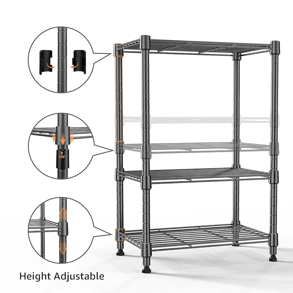 450 Lbs Steel Storage Shelving 3-Tier Utility Shelving Unit Steel Organizer Wire Ra For Home,Kitchen,Office (11.8"" D X 17.7""