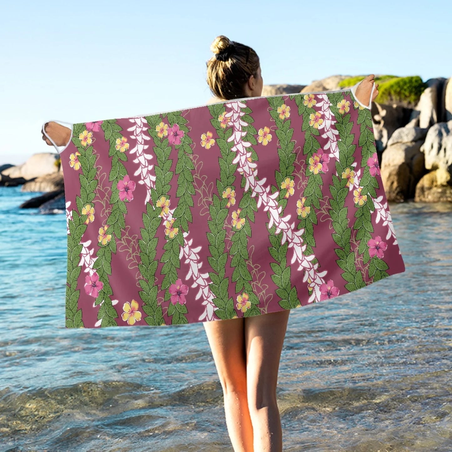 Enchanting Polynesia, Pua Kenini Artistic Scented Flowers, Prints on Demand, Luxury Custom Beach Shawls, Samoa Tropical Paradise