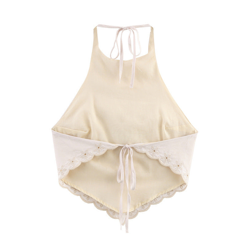 European And American Style Stylish Simple And Versatile Embroidered Poplin Top