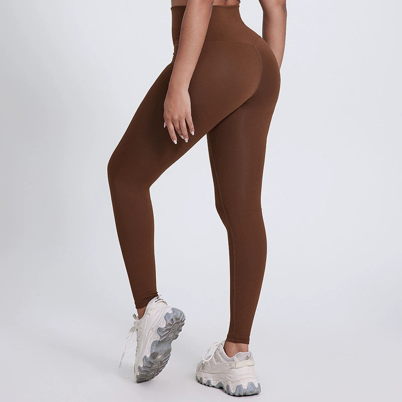 European And American Bright Yoga Pants Outer Wear Nude Feel Hip Lifting