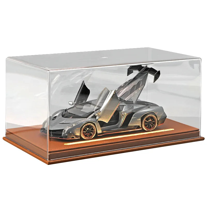 Acrylic Display Box with Light for 1:24 Alloy Car Model Simulation Car Collection Ornaments Dustproof Storage Box Home Decor