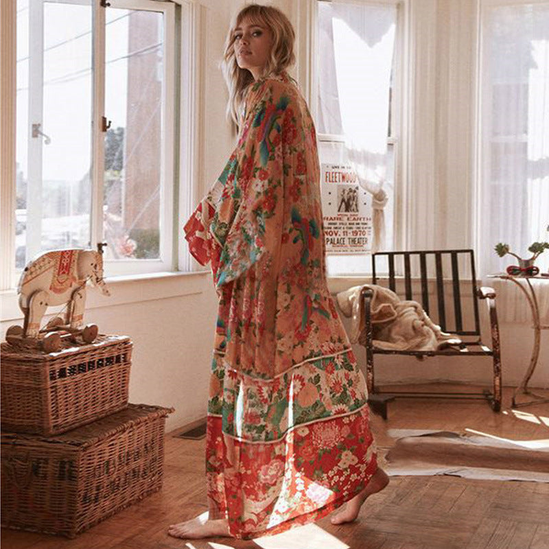 Chiffon Width Beach Jacket Sun Protection Cardigan Bikini Swimsuit Blouse