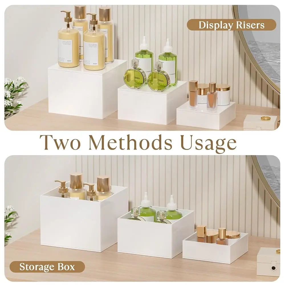 3 Pcs Acrylic Buffet Risers, Food Display Stand For Buffet Table, Dessert Cube Boxes With Hollow Bot For Party Food Display,