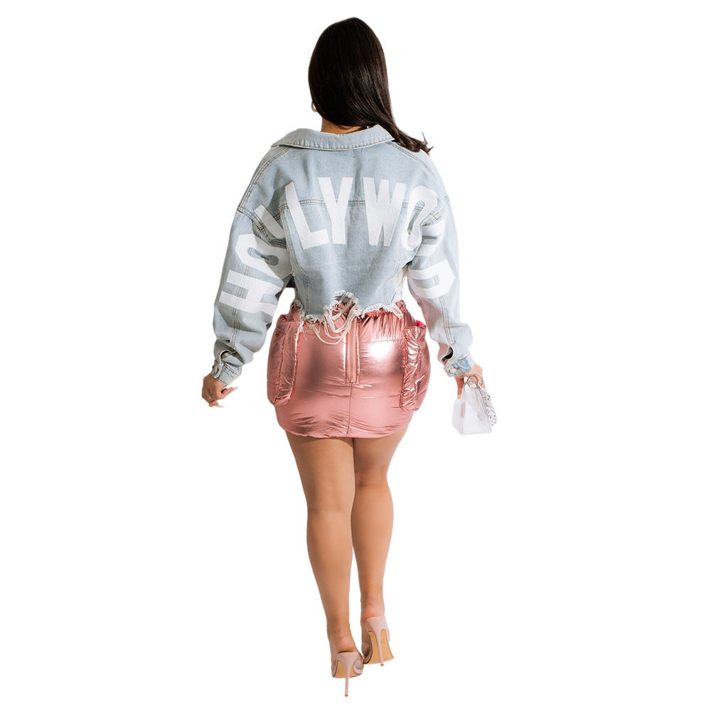 Fashion Hot Retro Everything With Personality Raw Edge Jacket Hot Painted Coat