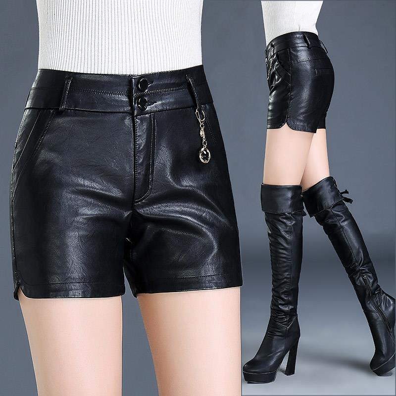 Fashion Loose Wide Leg Leather Shorts Women