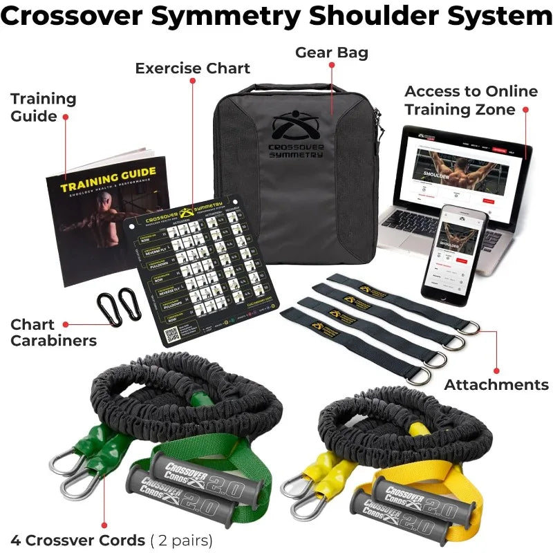 Crossover Symmetry Shoulder System Includes Two Sets of Resistance Bands Attachments Training Guide Exercise Online Workouts