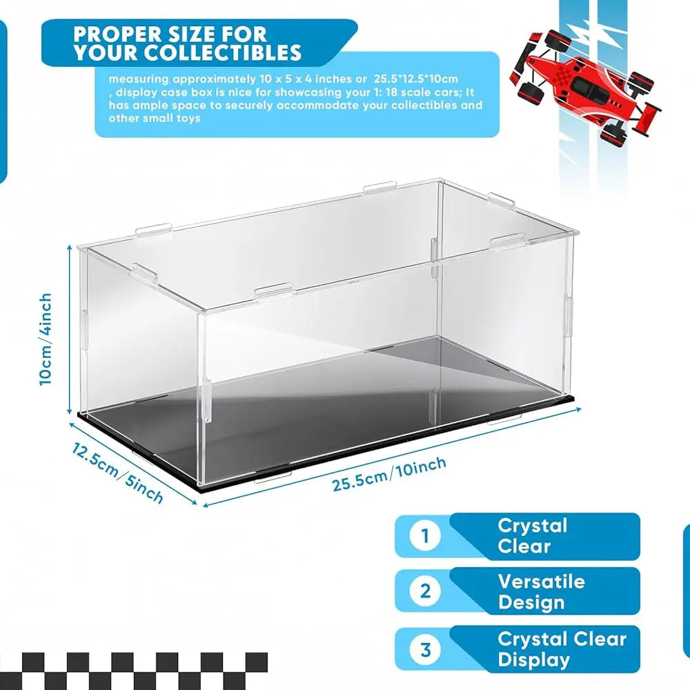 1 Pcs Clear Acrylic Display Case For 1: 24 Model Car Requires Installation Acrylic Display Box With Bla Base Model Storage Case