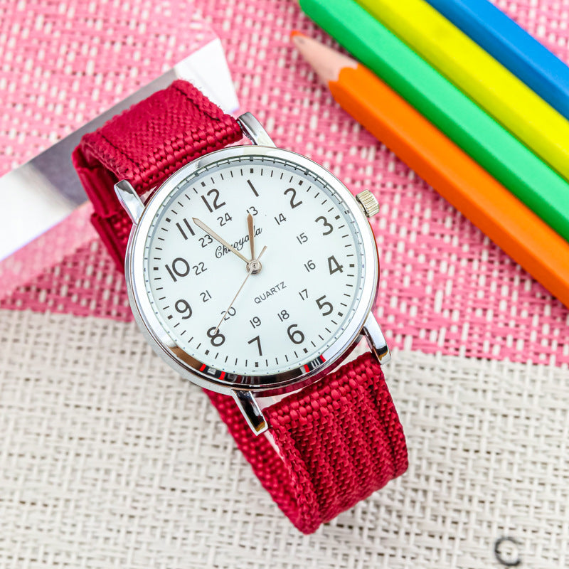 Fashion Korean Children's Clear Digital Breathable Canvas Strap Little Boy Watch