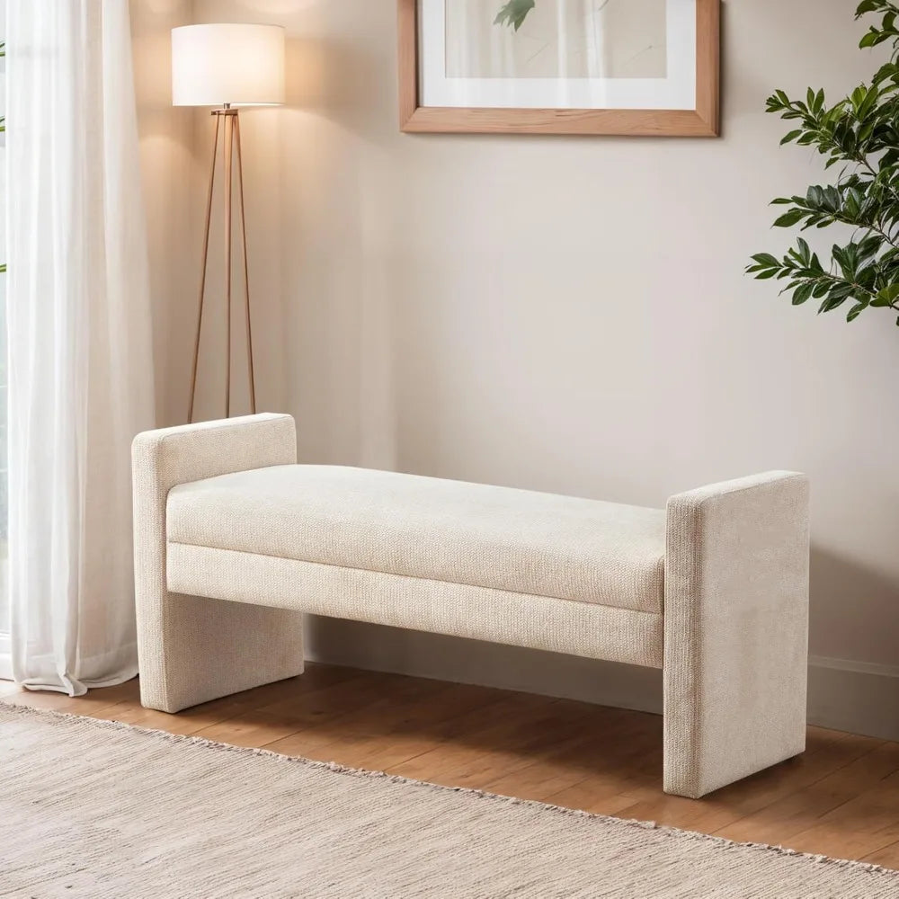 51" Bedroom Bench, End of Bed Benchs, Fabric Ottoman Benches, Entryway Benchs, Comfy Modern Bench, Bed Benches for Foot