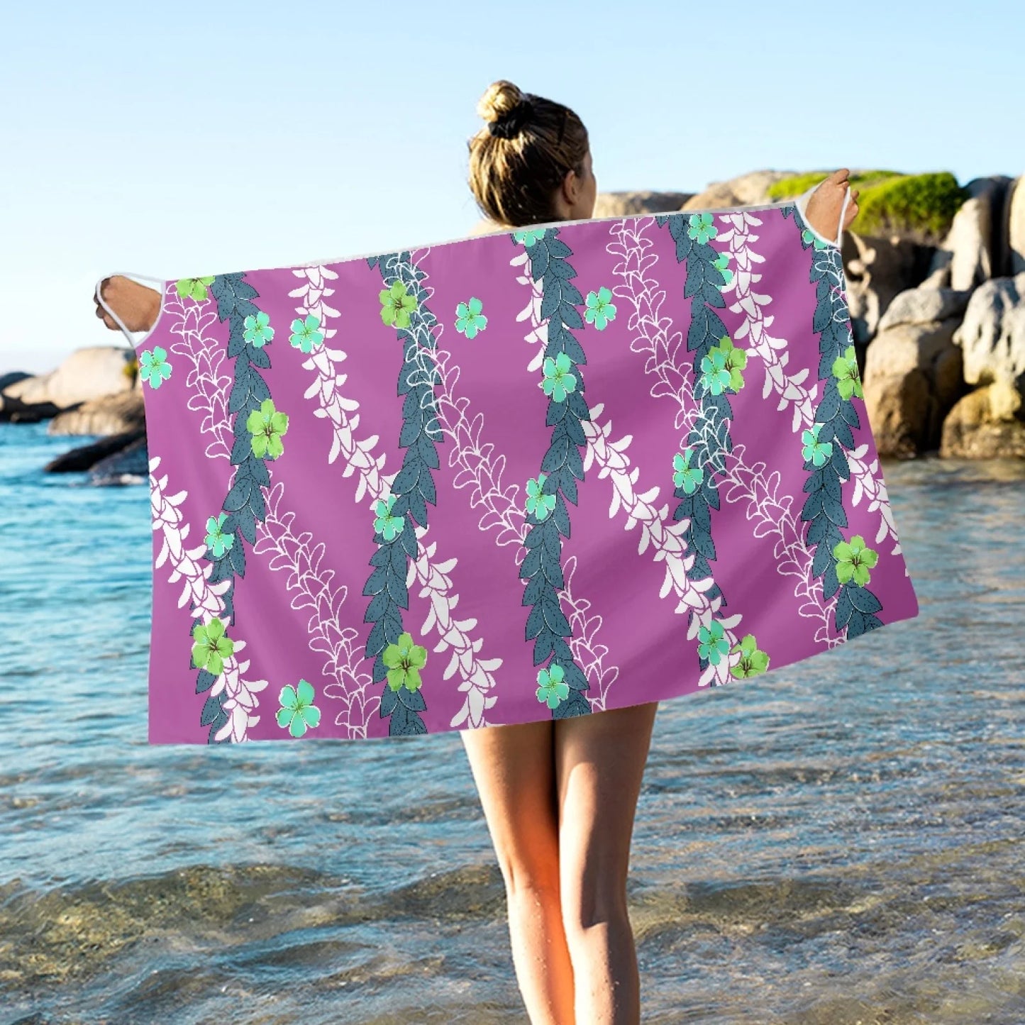 Enchanting Polynesia, Pua Kenini Artistic Scented Flowers, Prints on Demand, Luxury Custom Beach Shawls, Samoa Tropical Paradise