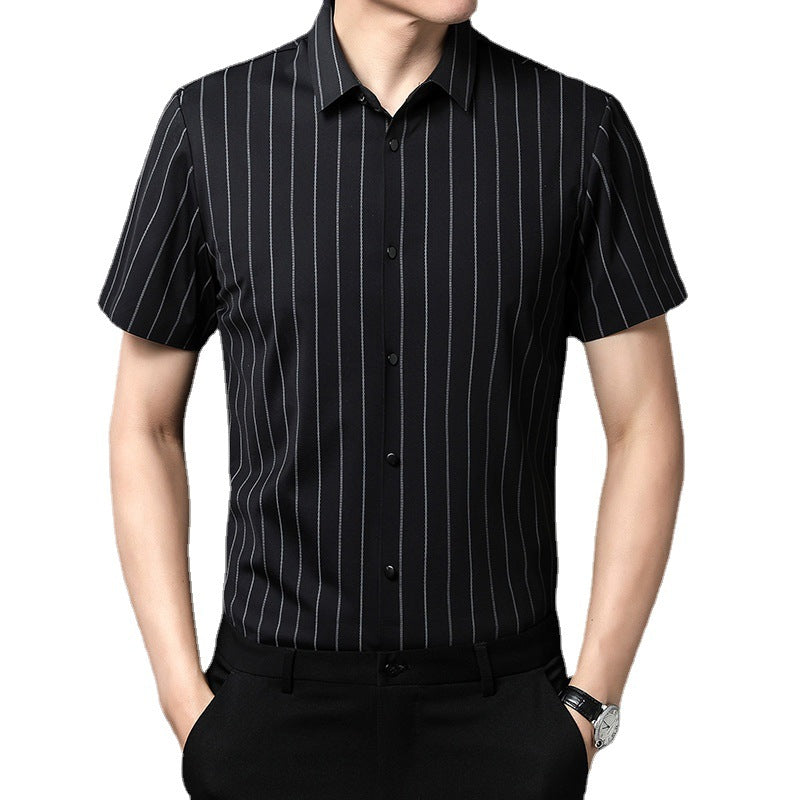 Fashion Ice Silk Seamless Men's Short-sleeved Shirt