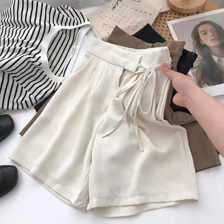 Casual Lace-up Suit Shorts Irregular Loose Wide-leg Casual Pants