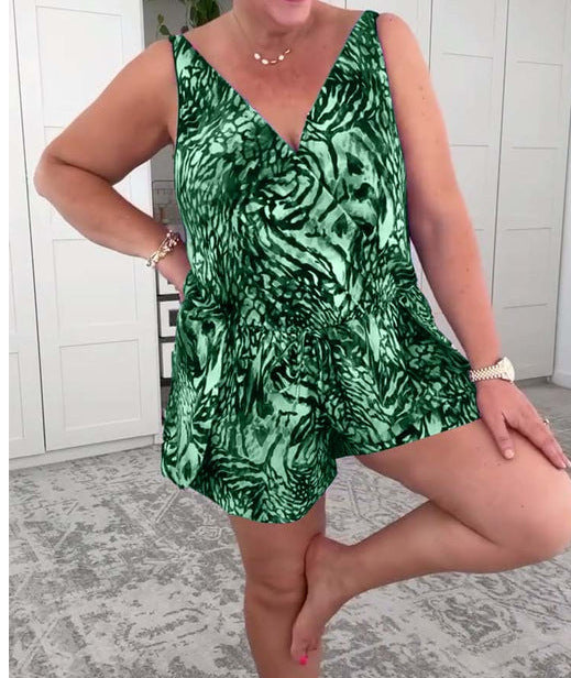 European And American One-piece Swimsuit Fashion Printed Sling