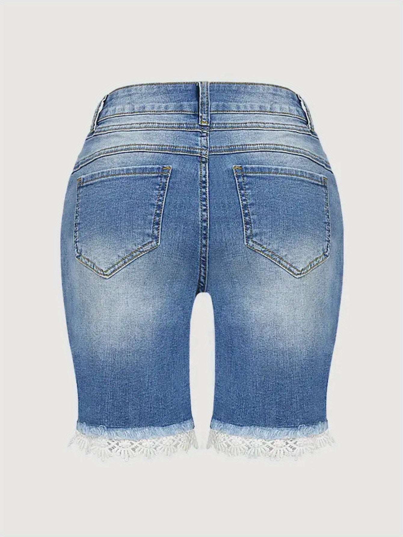 Chic Light Blue High-waisted Plus Size Denim Shorts With