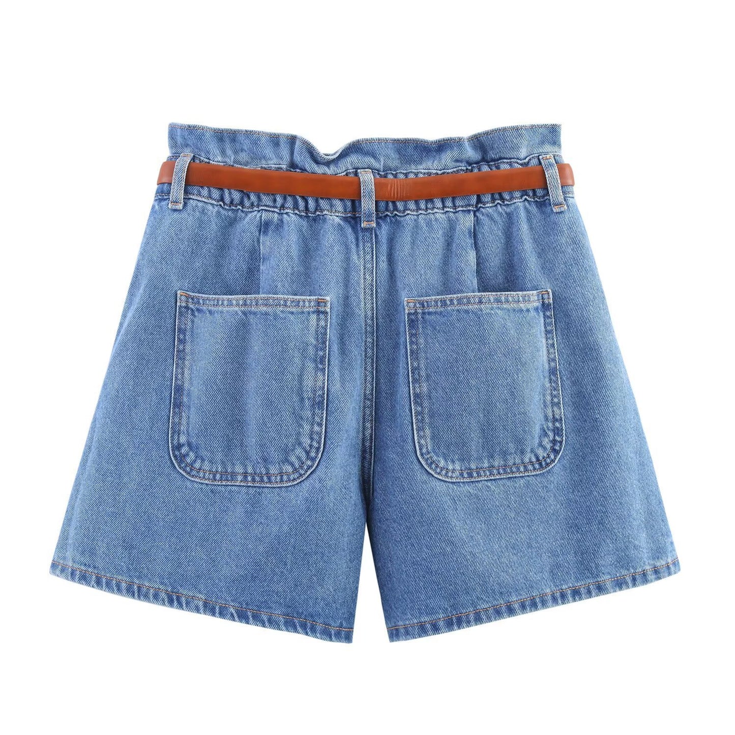 Fashion Casual High Waist Paper Bag Denim Casual Shorts