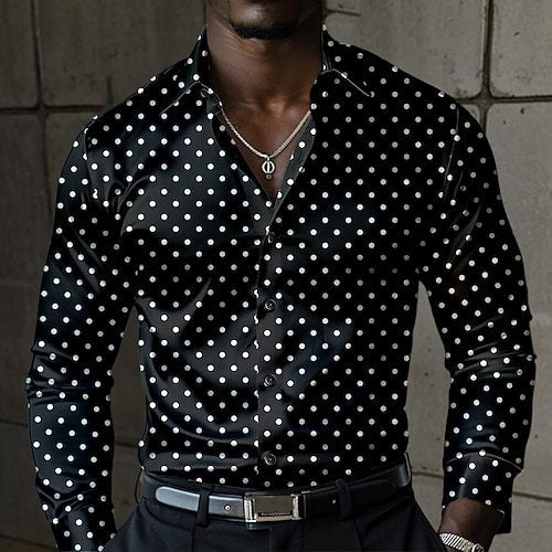 3D Polka-dot Loose-fitting Long Sleeve Printed Shirt