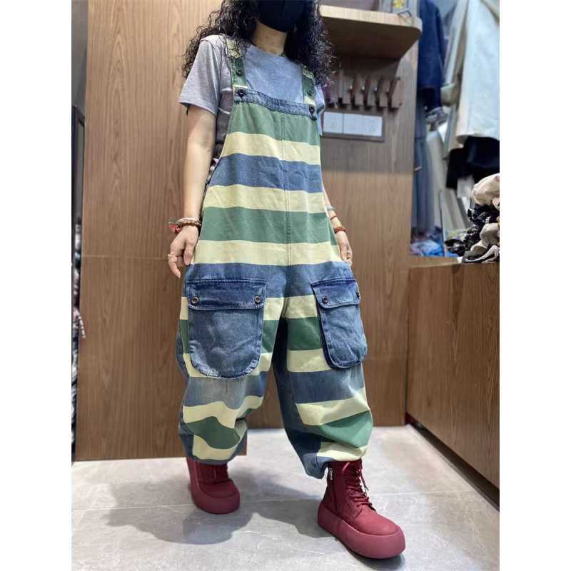 Casual Plus Size Denim Printing Cropped Suspender Women