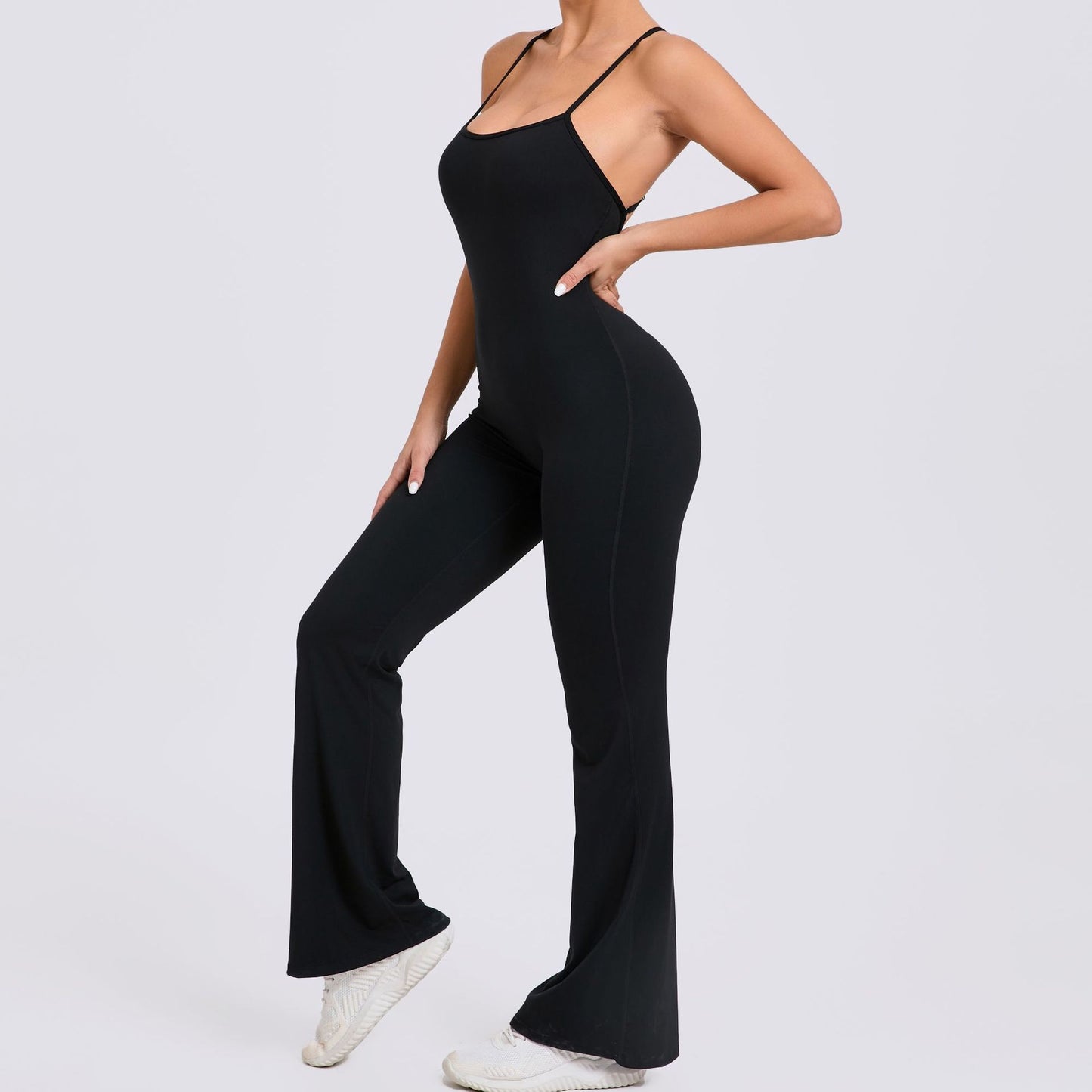 Adjustable Shoulder Strap Horn Yoga Jumpsuit