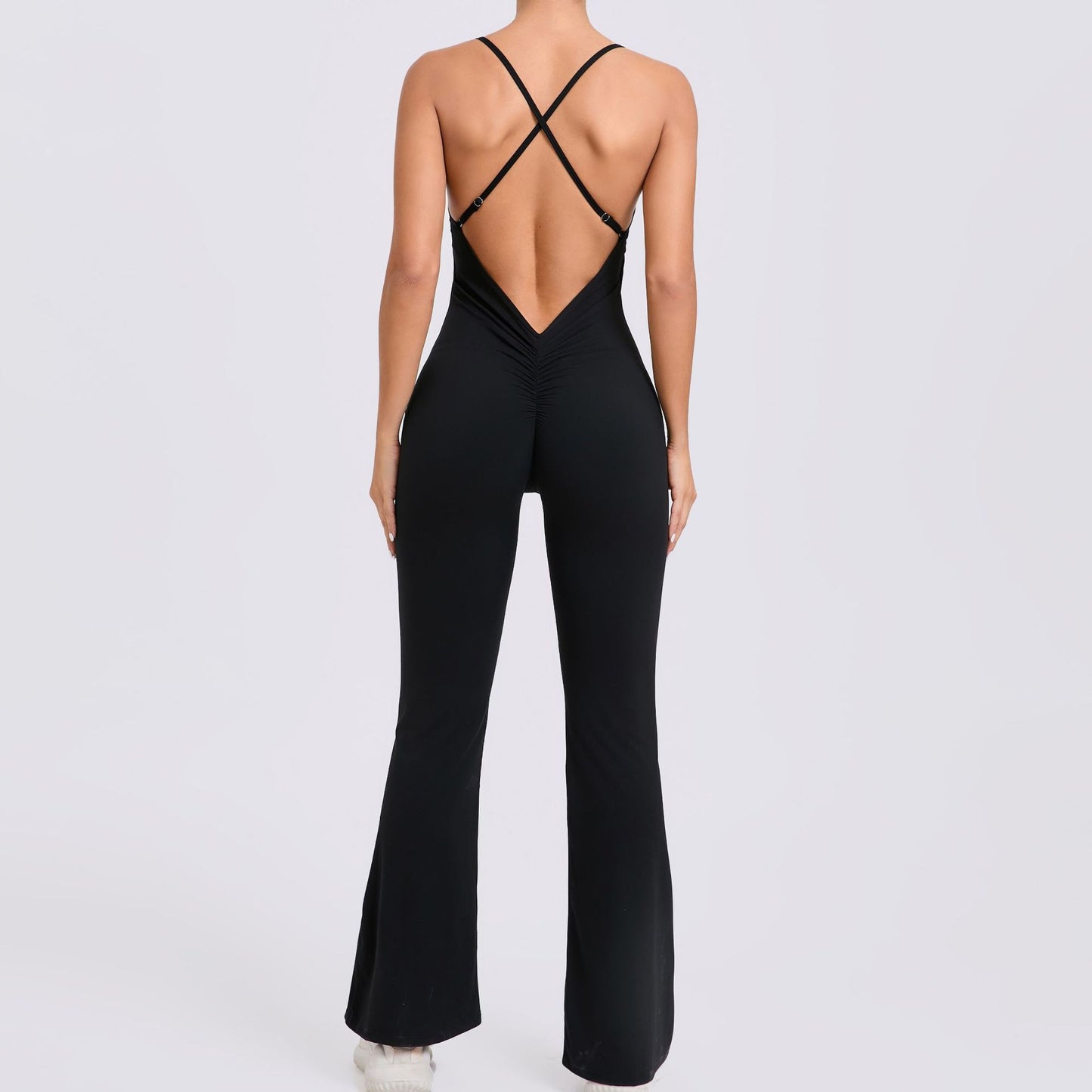 Adjustable Shoulder Strap Horn Yoga Jumpsuit