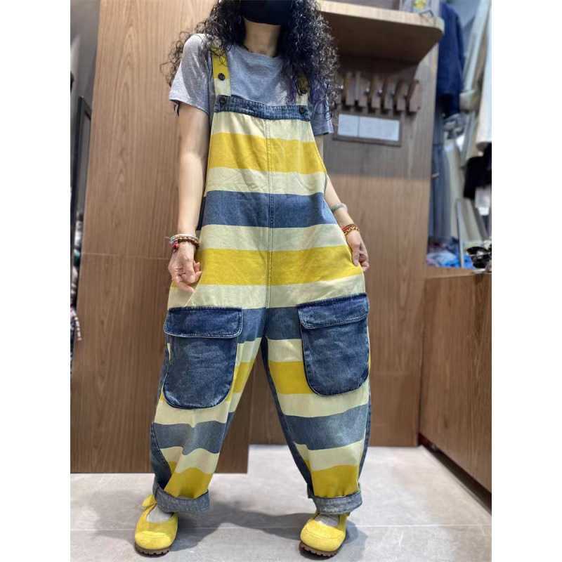 Casual Plus Size Denim Printing Cropped Suspender Women