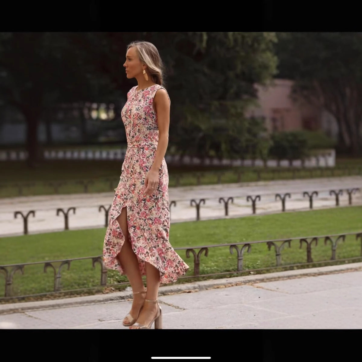 Fashion Printing Sleeveless Elegant Dress Women