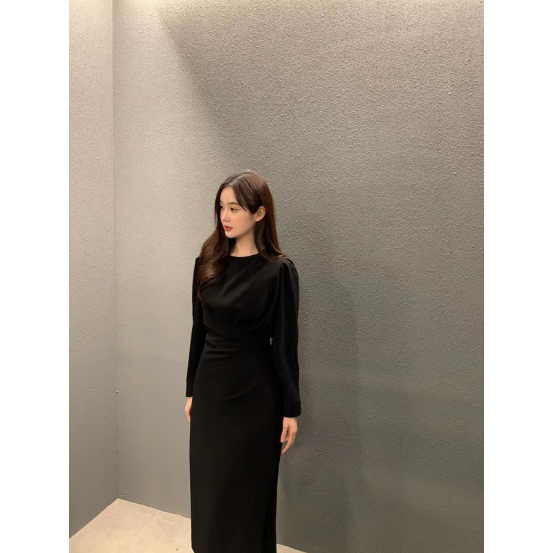 Fashion Pleated Long Sleeve Dress Women