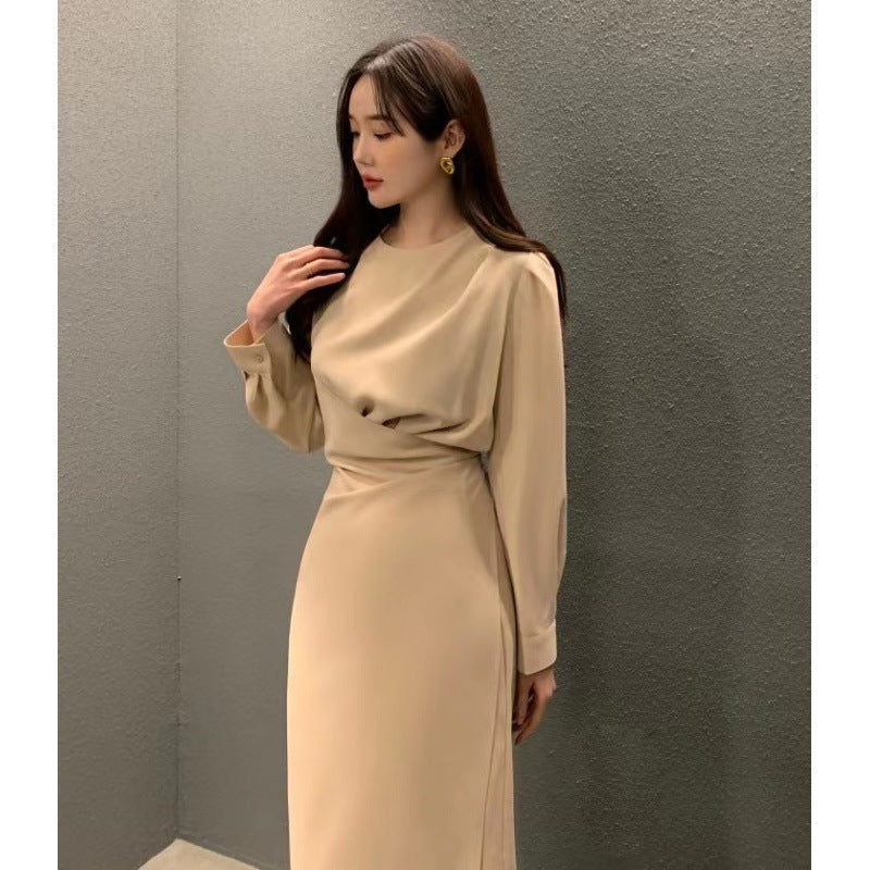 Fashion Pleated Long Sleeve Dress Women