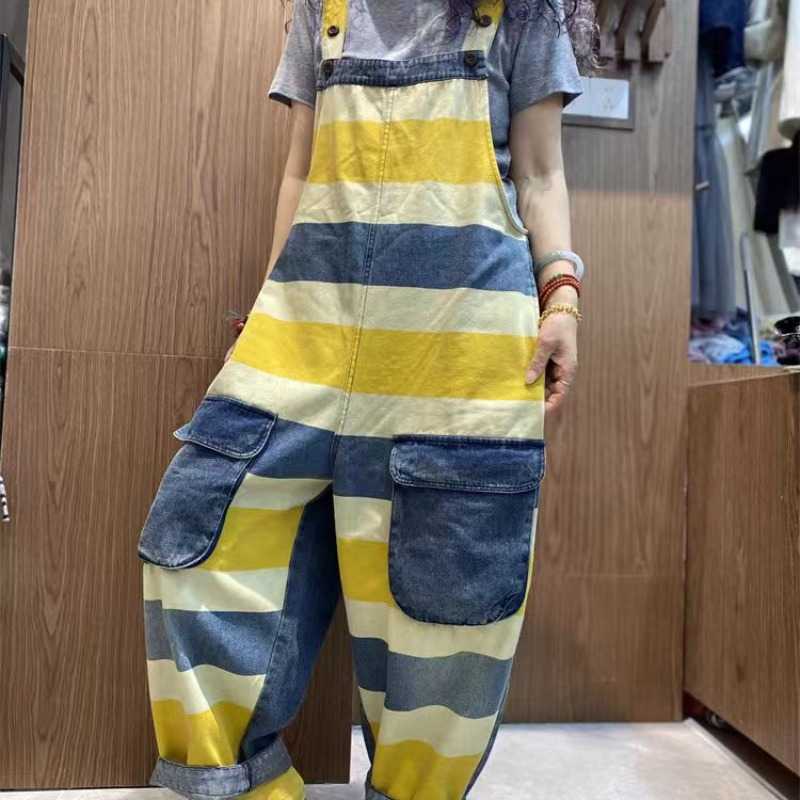 Casual Plus Size Denim Printing Cropped Suspender Women