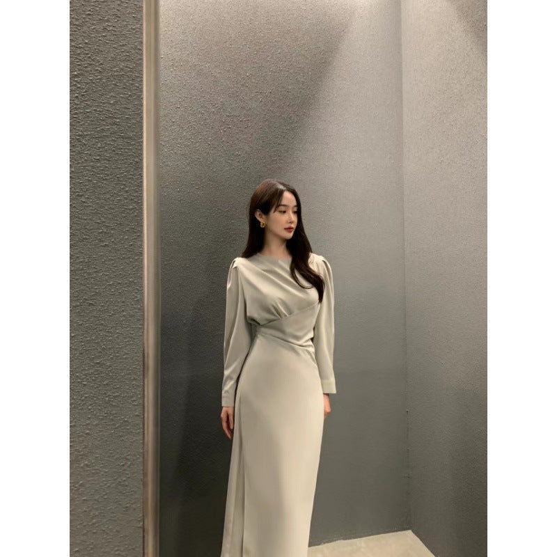 Fashion Pleated Long Sleeve Dress Women