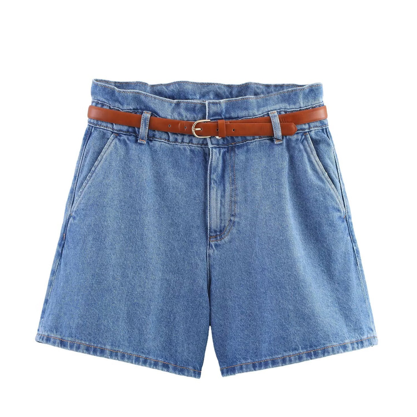 Fashion Casual High Waist Paper Bag Denim Casual Shorts