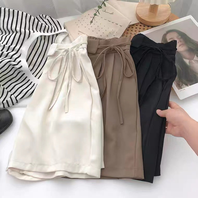 Casual Lace-up Suit Shorts Irregular Loose Wide-leg Casual Pants