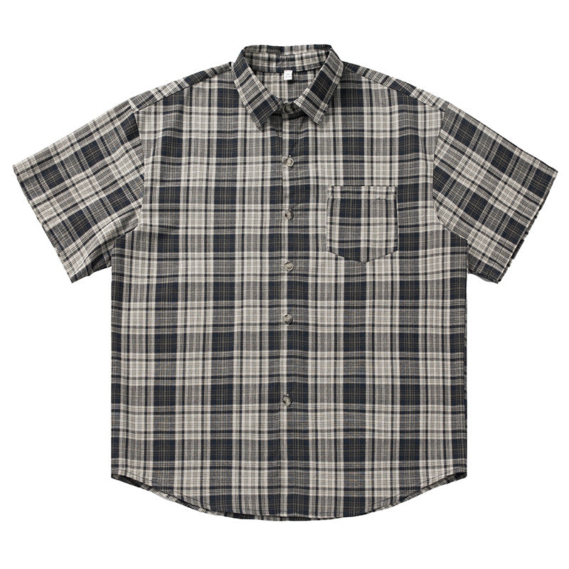American Retro Casual Lapel Short Sleeve Shirt For Men And Women New