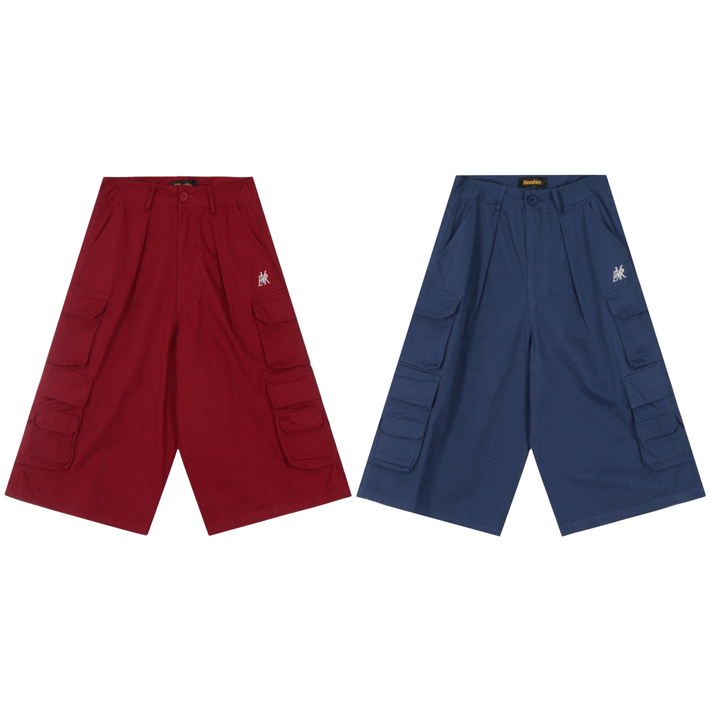 American Retro Red Overalls Denim Cropped Pants
