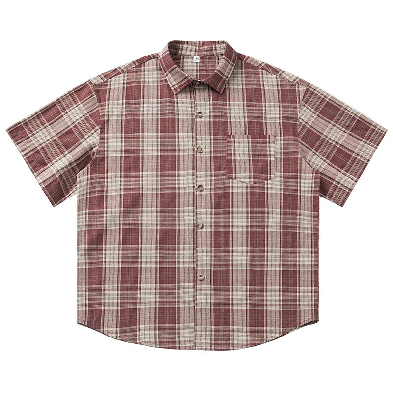 American Retro Casual Lapel Short Sleeve Shirt For Men And Women New