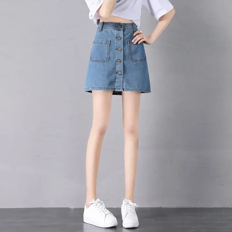 Black Jeans Skirts for Women Midi High Waist Woman Denim Skirt White Stylish Streetwear Vintage Korean Fashion Modest Cheap Y2k