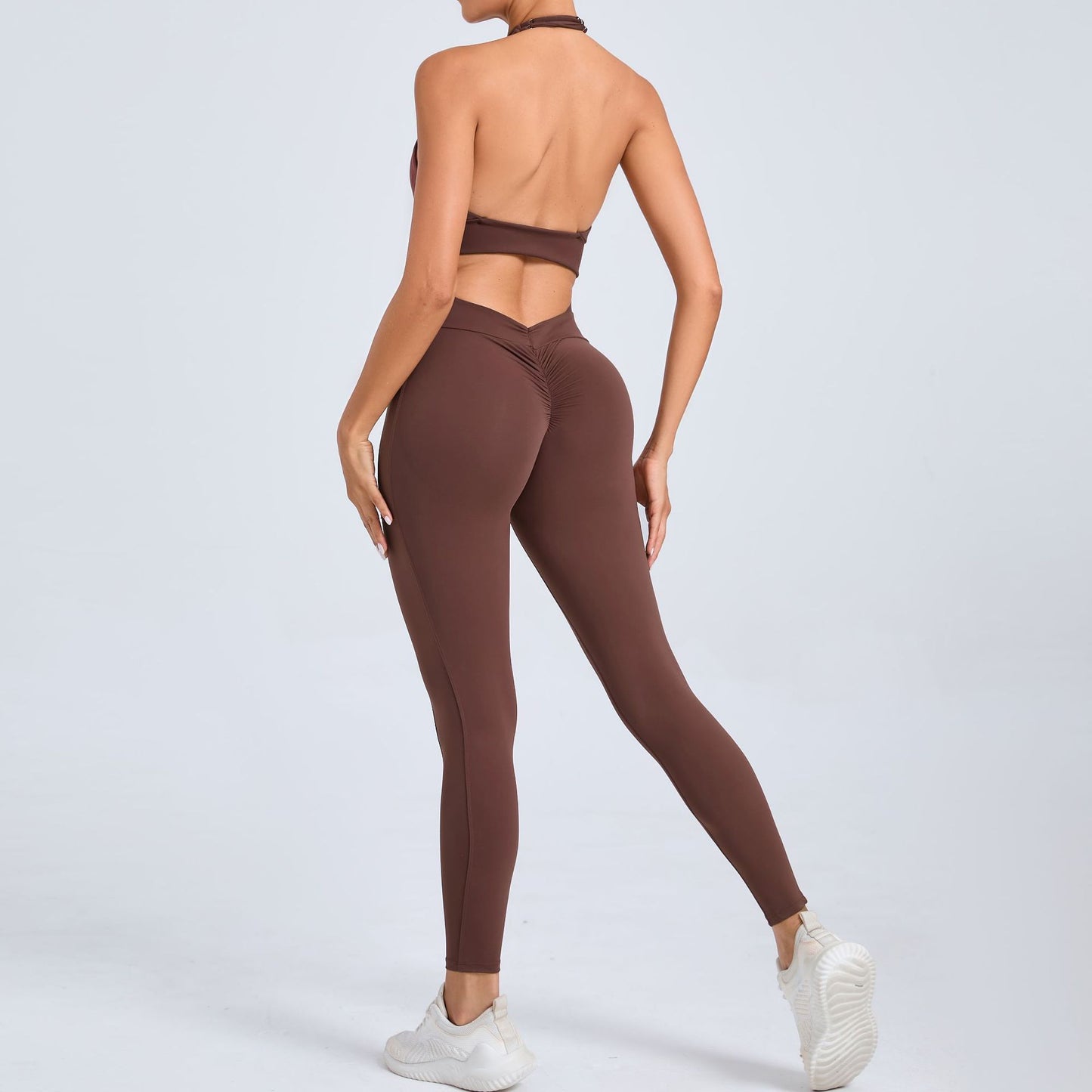 European And American Halter Side Pockets Yoga Jumpsuit