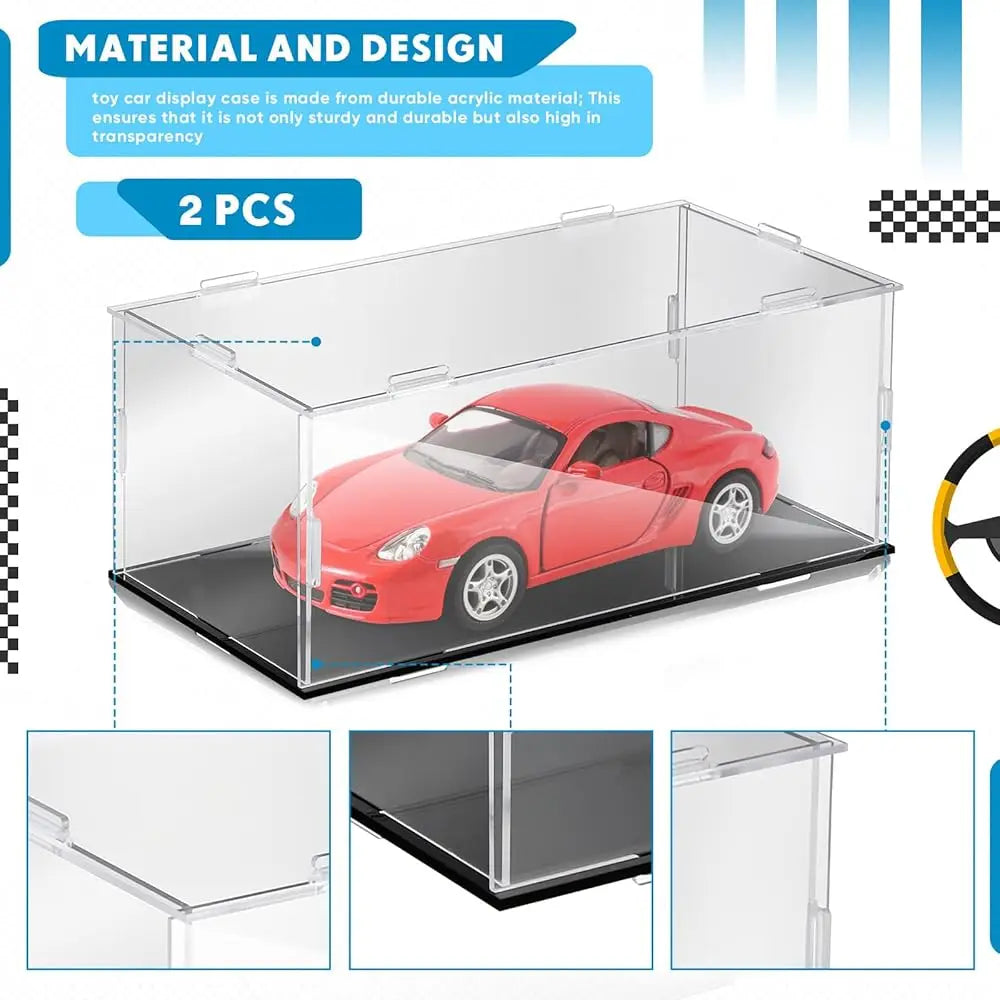 1 Pcs Clear Acrylic Display Case For 1: 24 Model Car Requires Installation Acrylic Display Box With Bla Base Model Storage Case