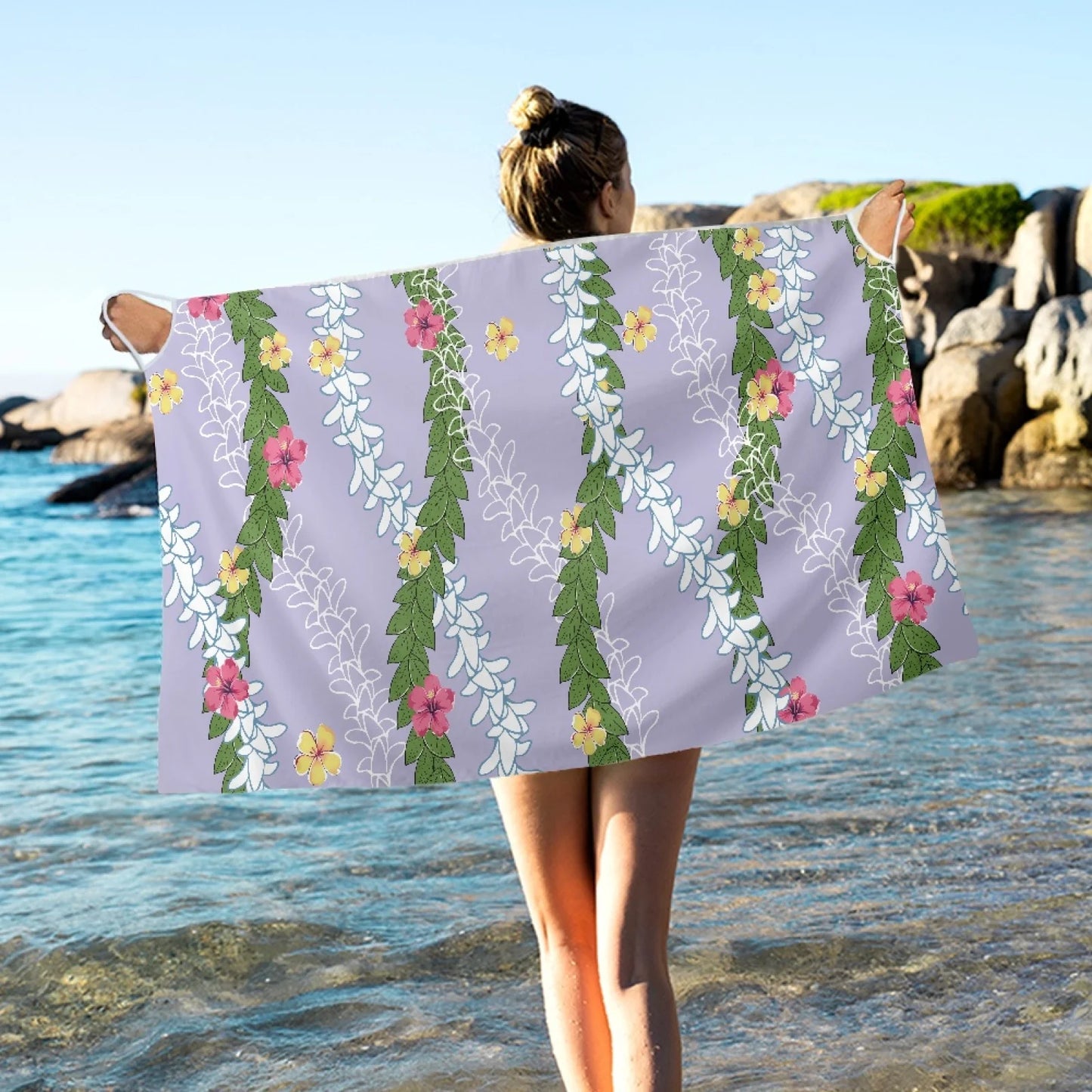 Enchanting Polynesia, Pua Kenini Artistic Scented Flowers, Prints on Demand, Luxury Custom Beach Shawls, Samoa Tropical Paradise
