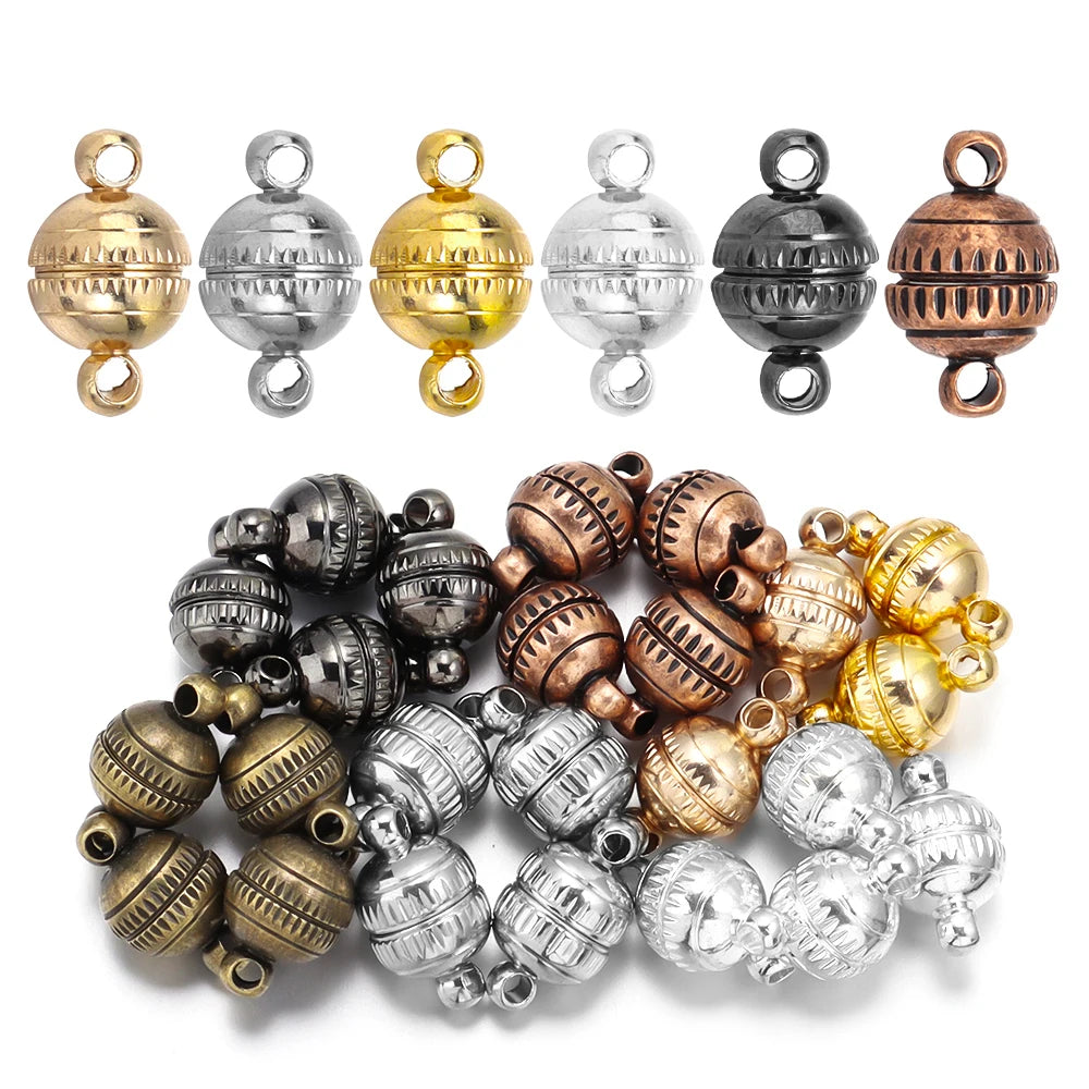 5Pcs/Lot 8/10mm Round Magnetic Connectors Clasps Magnet Charms End Cap for DIY Jewelry Making Couple Bracelet Necklace Accessori