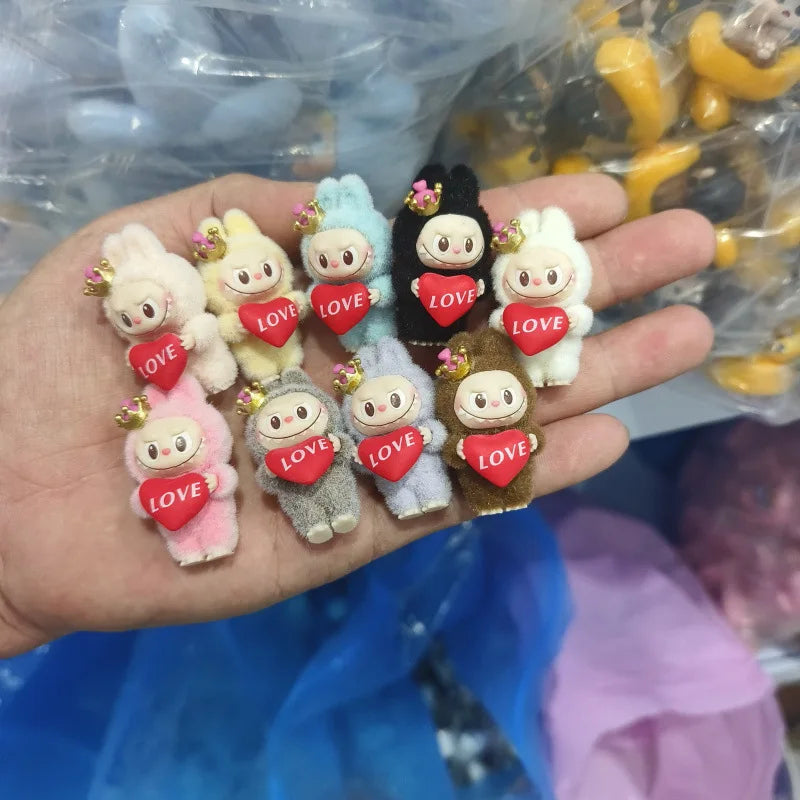 Cartoon Love Crown mini Labubu Series Mini Flocking Exquisite Cute Doll Gift Diy Pendant Accessories Decoration Kawaii Toys Gift