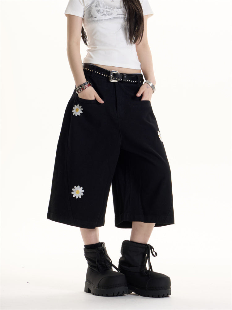 American Hot Girl Embroidered Casual Shorts