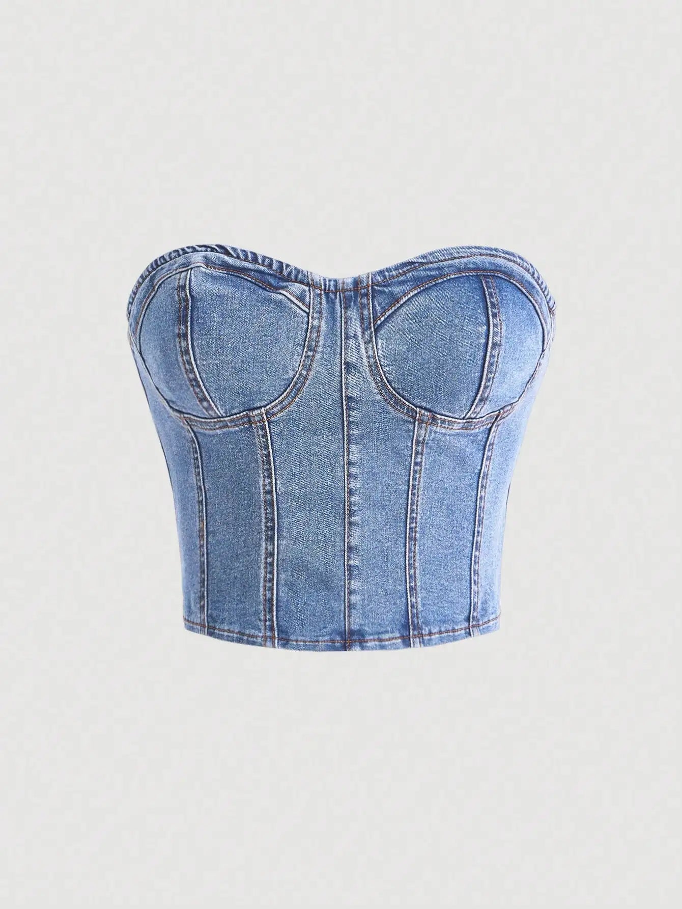 European style plunging neck denim spring new style sexy and intense allure fitted waist shaping design