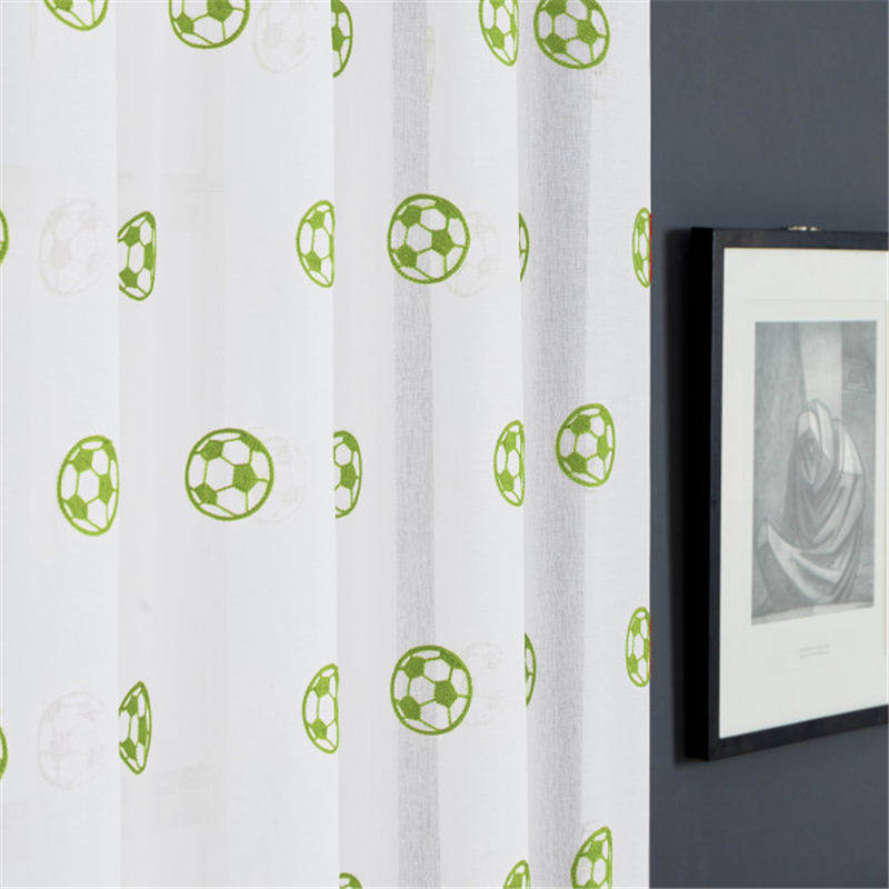 Children's Room Football Embroidered Window Screen