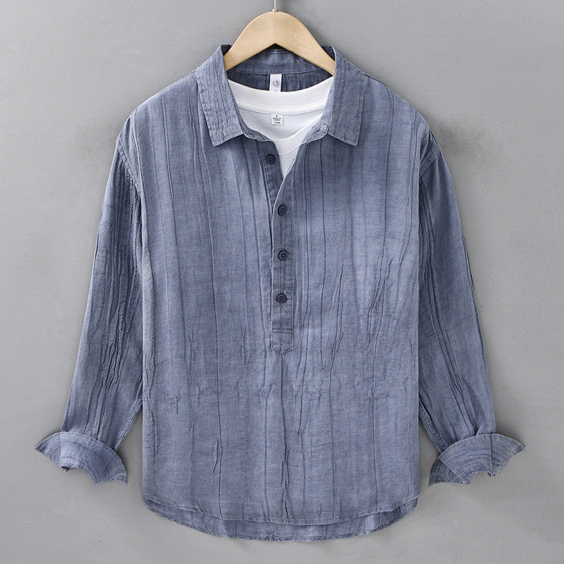 Casual Crumpled Pullover Linen Shirt