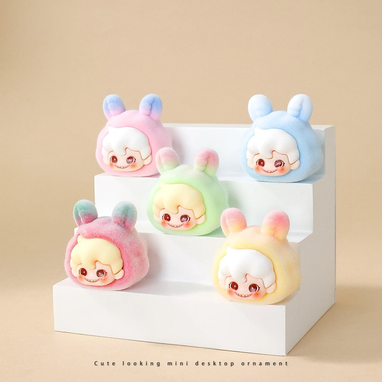 Blind box 9pcs Dimoo Labubu Lovely Anime Flocked Action Figure Decorative Pendant Desktop Kawaii Dolls Car Ornaments Toy Gifts
