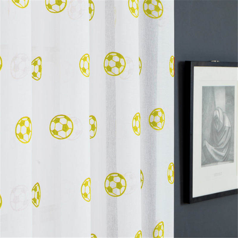 Children's Room Football Embroidered Window Screen