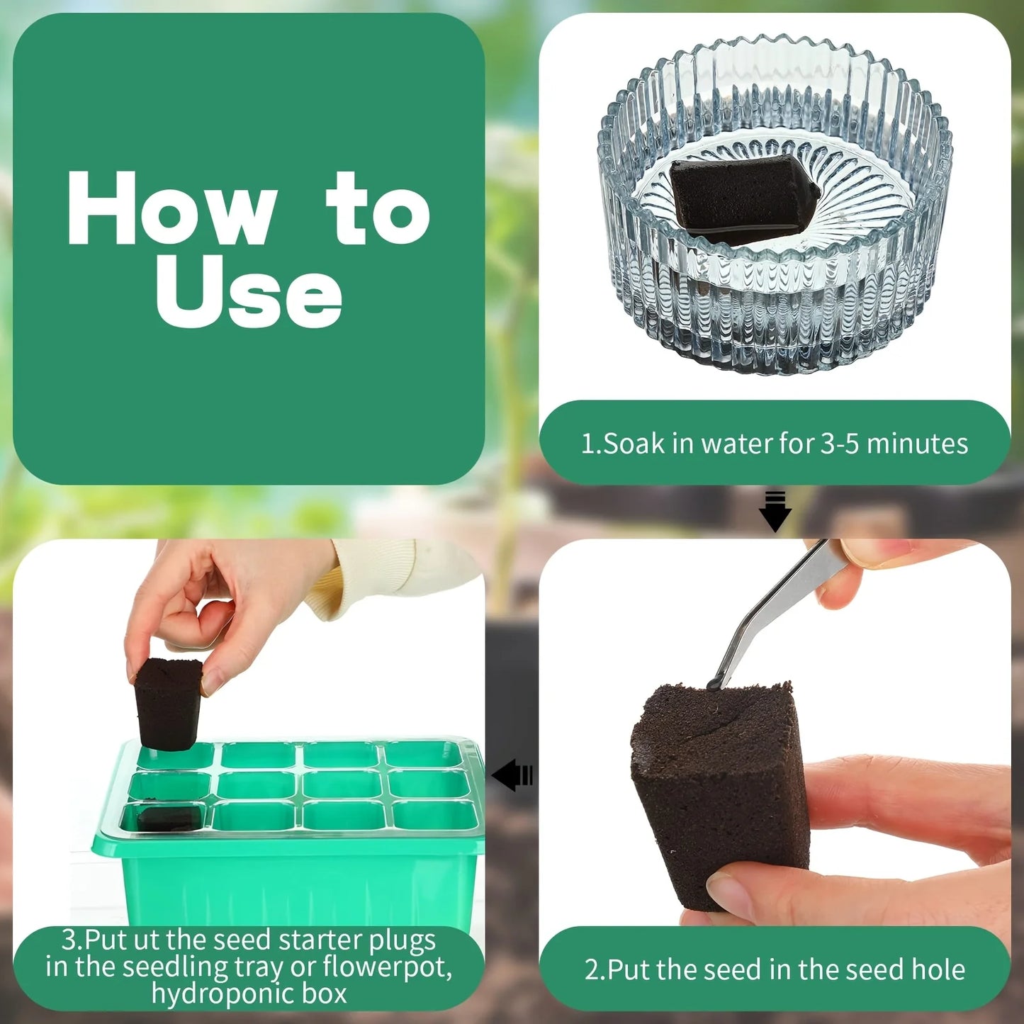 40-Piece Square Indoor Hydroponic Plant Growth Sponge Kit, Seed Germination Starter Compatible with Aerogarden System