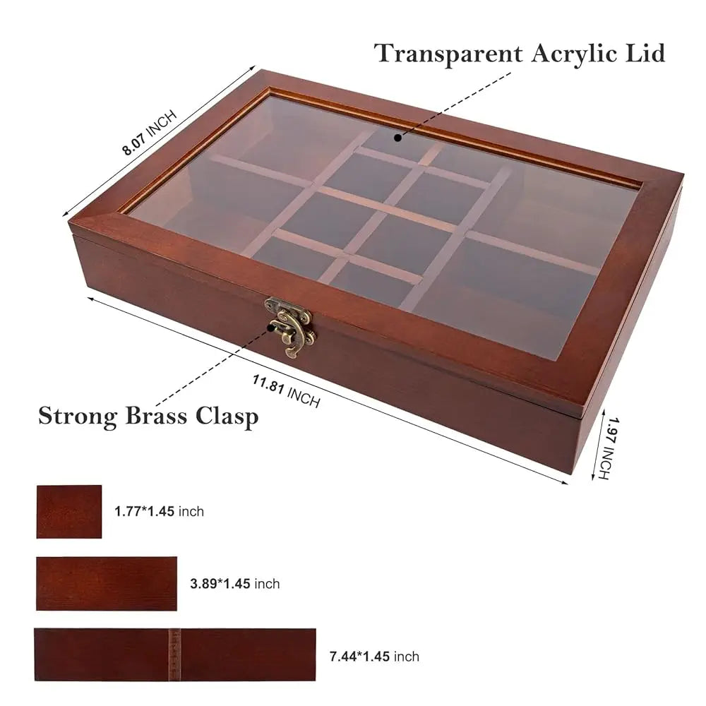 Adjustable Ro Display Case, Crystal Collection Box With Shelves, Wood Witchy Stones Organizer Storage,Gem Holder With Lid For